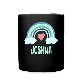 Joshua Name Rainbow Baby - Full Colour Mug - black - Front