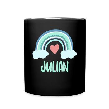 Julian Name Rainbow Baby - Full Colour Mug - black - Front