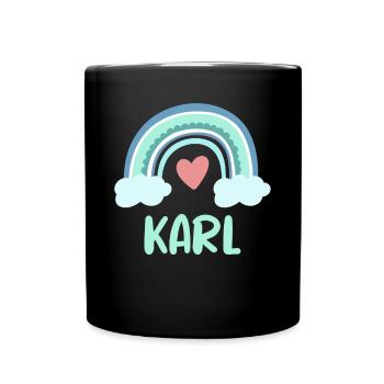 Karl Name Regenbogen Baby - Tasse einfarbig - Schwarz - Vorne