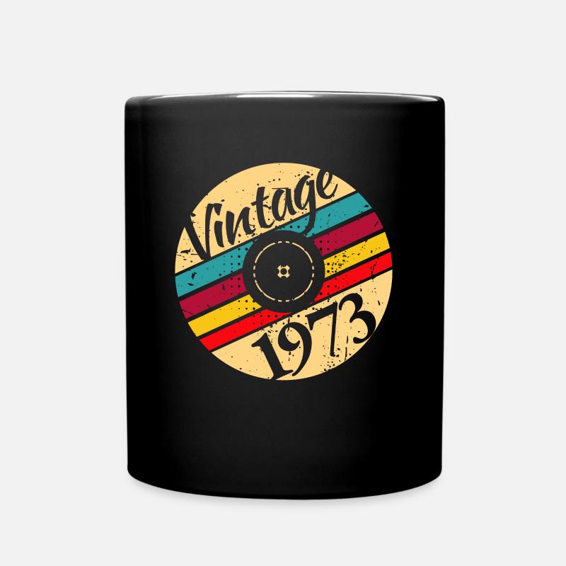Vintage Retro 1973 Schallplatte Vinyl - Tasse einfarbig - Schwarz
