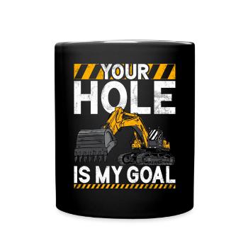 Lustige Bauarbeiter & Baustelle Baggerfahrer - Tasse einfarbig - Schwarz - Vorne