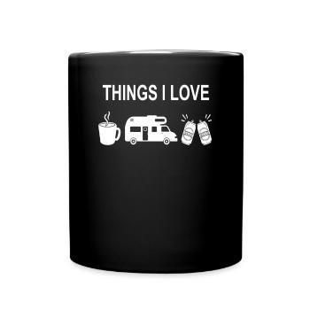 Camper Geschenkidee Camping - Tasse einfarbig - Schwarz - Vorne