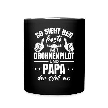Drohnenpilot Papa Drohnen Pilot - Tasse einfarbig - Schwarz - Vorne