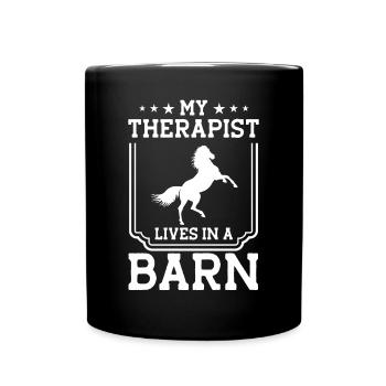 Mon thérapeute vit dans une grange - Mug uni - noir - Devant