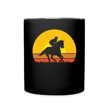 Fille Equitation Vintage Rétro - Mug uni - noir - Devant