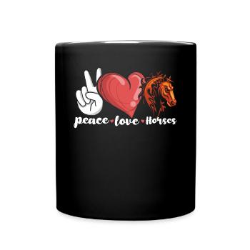 Peace Love Horses - Tasse einfarbig - Schwarz - Vorne