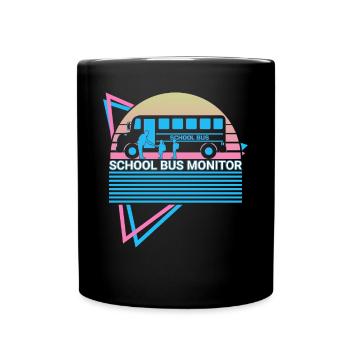 School Bus Monitor Retro - Full Colour Mug - black - Front