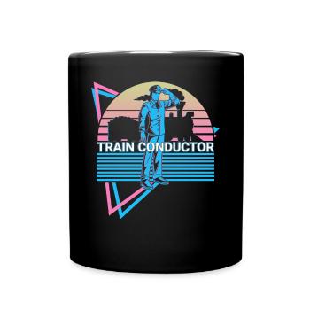 Train conducteur Retro - Mug uni - noir - Devant