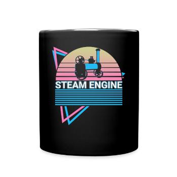 Dampflokomotive Retro - Tasse einfarbig - Schwarz - Vorne