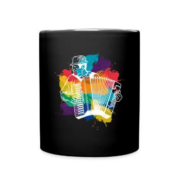 Akkordeon, Farbenfrohes Musik Design - Tasse einfarbig - Schwarz - Vorne