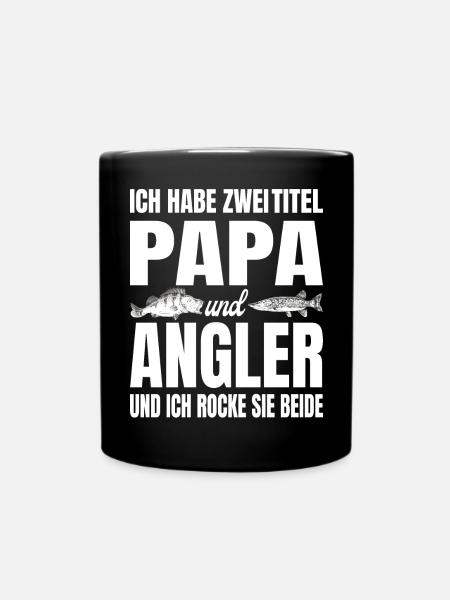 Ich habe zwei Titel Papa und Angler und ich rocke - Tasse einfarbig - Schwarz