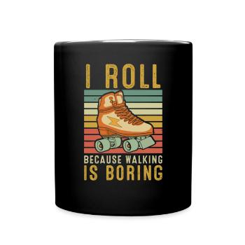 Inline Skate Geschenk Rollerskates Roller 70er - Tasse einfarbig - Schwarz - Vorne