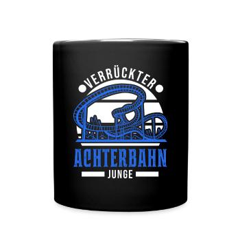 Verrückter Achterbahn Junge Achterbahnfahrt - Tasse einfarbig - Schwarz - Vorne