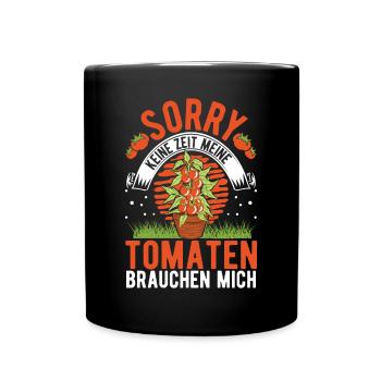 Tomaten Geschenk Tomatenzüchter Paradeiser - Tasse einfarbig - Schwarz - Vorne