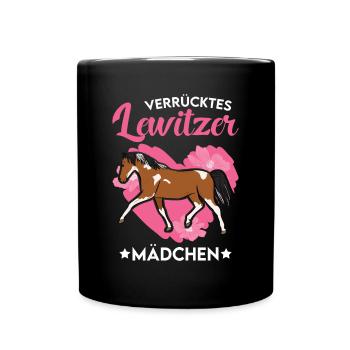 Verrücktes Lewitzer Mädchen - Tasse einfarbig - Schwarz - Vorne