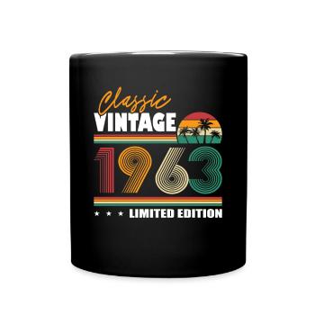 60th birthday born 1963 Classic Vintage 1963 - Full Colour Mug - black - Front