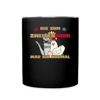 Vintage Huhn Gießkanne Bis zum zweiten Huhn normal - Tasse einfarbig - Schwarz - Vorne