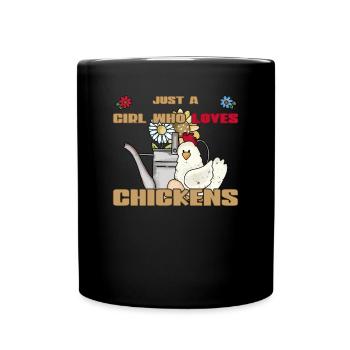 Vintage Chicken Watering Can Girl Who Loves Chickens - Full Colour Mug - black - Front