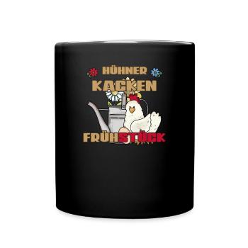 Vintage Chicken Watering Can Chicken Poop Breakfast - Full Colour Mug - black - Front