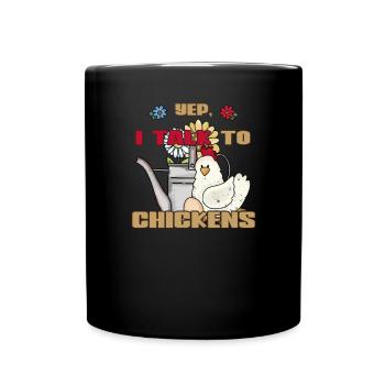 Vintage Chicken Watering Can Yep I Talk To Chickens - Full Colour Mug - black - Front