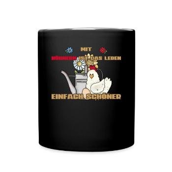 Vintage Chicken Watering Can With Chickens Life More Beautiful - Full Colour Mug - black - Front