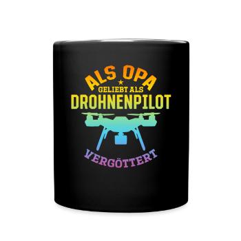 Drohnenpilot - Als Opa geliebt als Drohnenpilot ve - Tasse einfarbig - Schwarz - Vorne