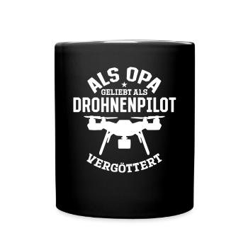 Drohnen Pilot - Als Opa geliebt als Drohnenpilot v - Tasse einfarbig - Schwarz - Vorne