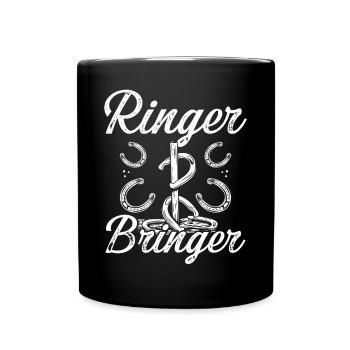 Horseshoe Pitching Throw Ringer Bringer Tosser - Full Colour Mug - black - Front