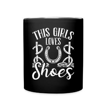 Horseshoe Pitching This Girl Loves Shoes Tosser - Full Colour Mug - black - Front