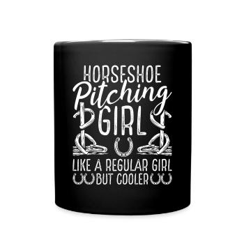 Horseshoe Pitching Thrower Girl Women Tosser - Full Colour Mug - black - Front