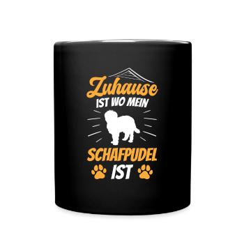 Schafpudel ist Zuhause altdeutscher Hütepudel - Tasse einfarbig - Schwarz - Vorne