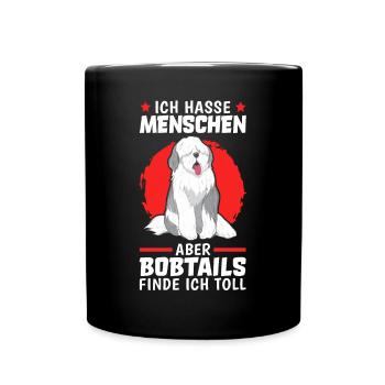 Bobtail finde ich toll altenglischer Schäferhund - Tasse einfarbig - Schwarz - Vorne