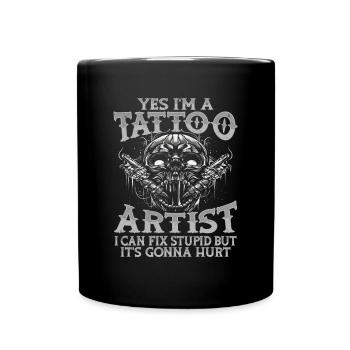 Schädel-tattoo-design Für Tattoo-studio - Tasse einfarbig - Schwarz - Vorne