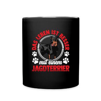 Jagdterrier Leben mit Deutscher Jagdterrier - Tasse einfarbig - Schwarz - Vorne