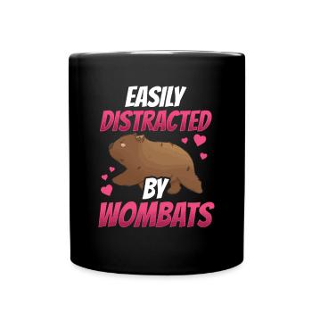Wombat slightly distracted Australia marsupial - Full Colour Mug - black - Front