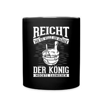 Sauna König Saunieren Saunagänger - Tasse einfarbig - Schwarz - Vorne