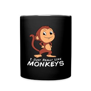 I Just Really Like Monkeys Funny Monkey - Full Colour Mug - black - Front