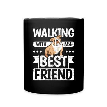 Marcher avec mon meilleur ami deutsch bulldog - Mug uni - noir - Devant