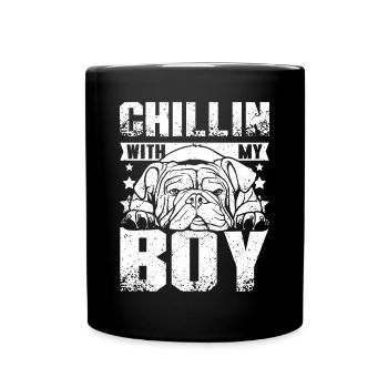 Chillin avec mon garçon bouledogue anglais - Mug uni - noir - Devant