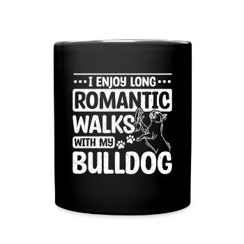 Long romantic walks with my french bulldog - Full Colour Mug - black - Front