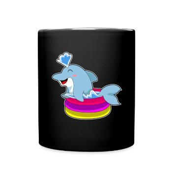 Dolphin Swimming Pool Summer - Full Colour Mug - black - Front