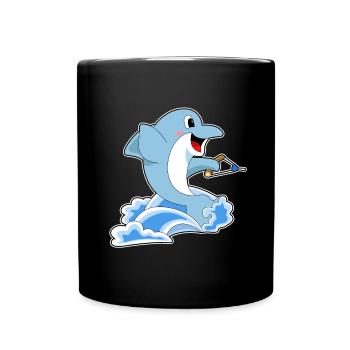 Ski nautique dauphin - Mug uni - noir - Devant