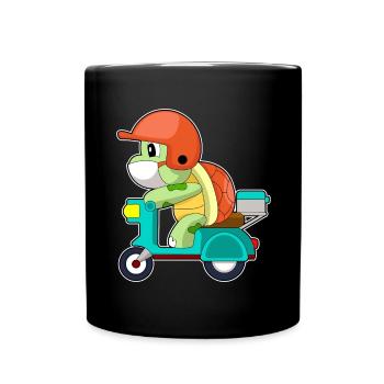 Schildkröte Motorroller - Tasse einfarbig - Schwarz - Vorne