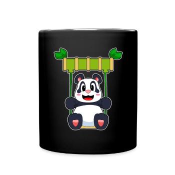 Panda Schaukel - Tasse einfarbig - Schwarz - Vorne