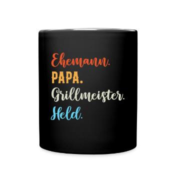 Ehemann Papa Grillmeister - Tasse einfarbig - Schwarz - Vorne