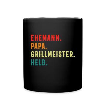 Ehemann Papa Grillmeister - Tasse einfarbig - Schwarz - Vorne