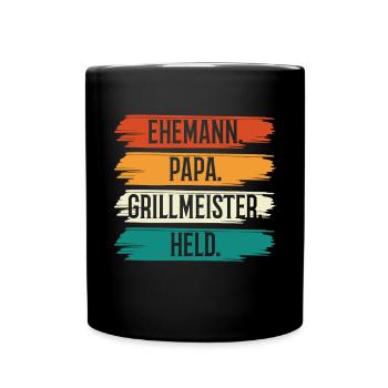 Ehemann Papa Grillmeister - Tasse einfarbig - Schwarz - Vorne