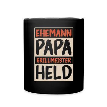Ehemann Papa Grillmeister - Tasse einfarbig - Schwarz - Vorne