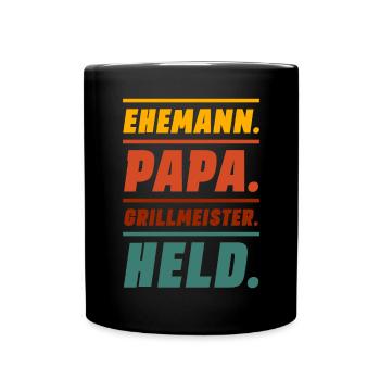 Ehemann Papa Grillmeister - Tasse einfarbig - Schwarz - Vorne