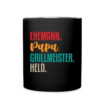 Ehemann Papa Grillmeister - Tasse einfarbig - Schwarz - Vorne